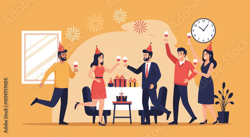 Celebrating New Year's Eve With Friends And Family At The House