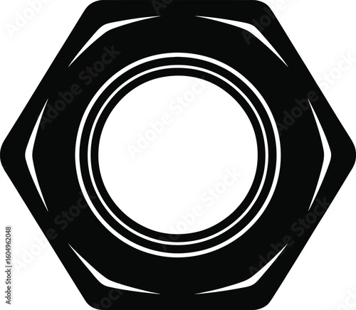 Hex Nut Icon – Industrial Mechanical Fastener Vector Illustration