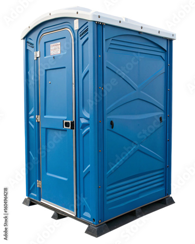 blue portable toilet, isolated PNG transparent background