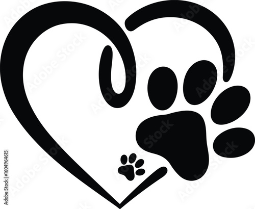 Dog paw heart svg, Cat paw heart svg