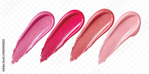 realistic 3d smooth glossy lipstick or paint swatch smear smudge in different color style isolated on white background	
