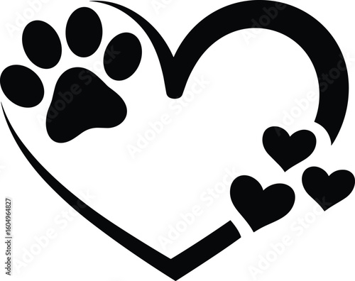 Dog paw heart svg, Cat paw heart svg
