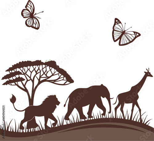Wildlife Conservation Papercut Poster with Earth and Animal Silhouettes