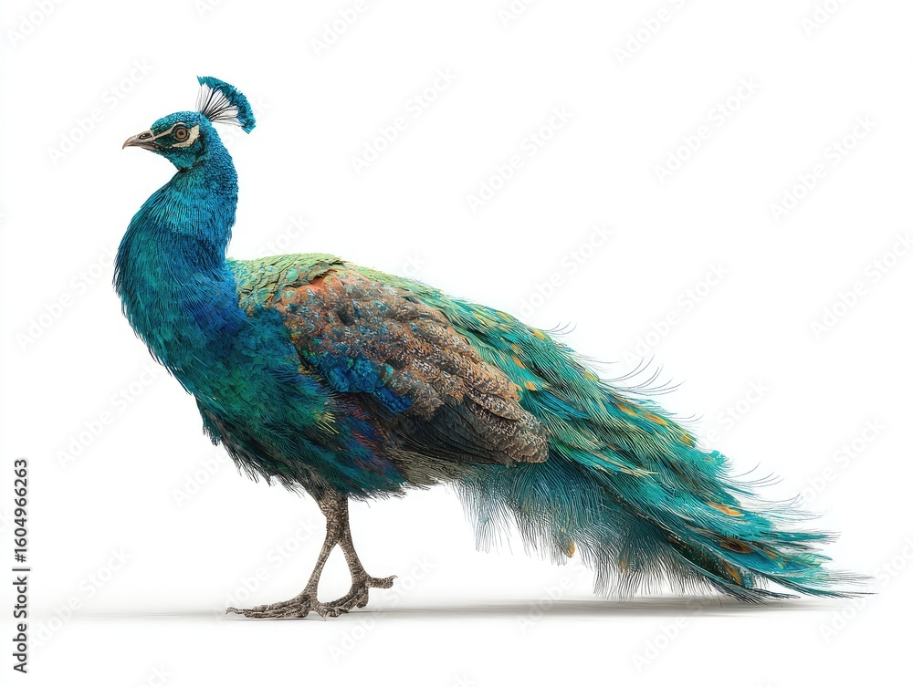 Obraz premium Peacock profile against white
