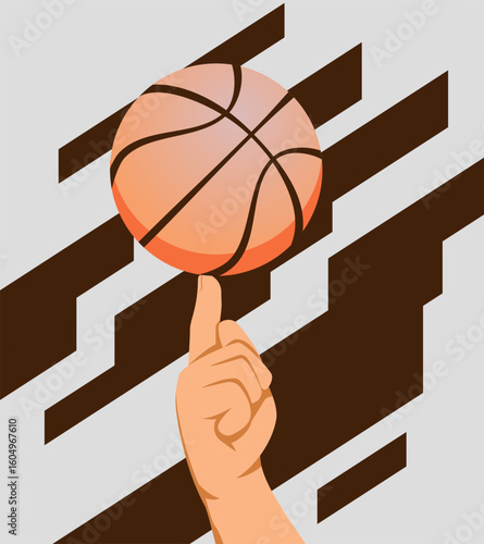 Basketball Spinning on Finger vector illustration