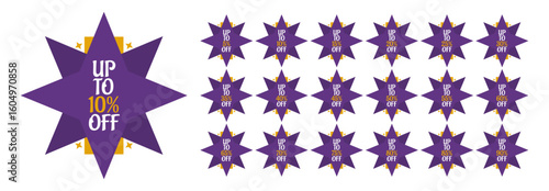 Vector set of discount starburst badges with 