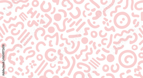 Abstract retro memphis style pattern with organic shapes isolated on transparent background