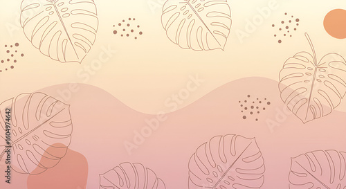 Abstract leave background pattern vector. Tropical monstera leaf design wallpaper. Botanical texture design for print, wall arts, and wallpaper.