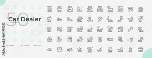 Car Dealer Line Editable Icons set. Vector illustration in modern thin line style of Car Dealer icons: dealership, sale, automobile, etc