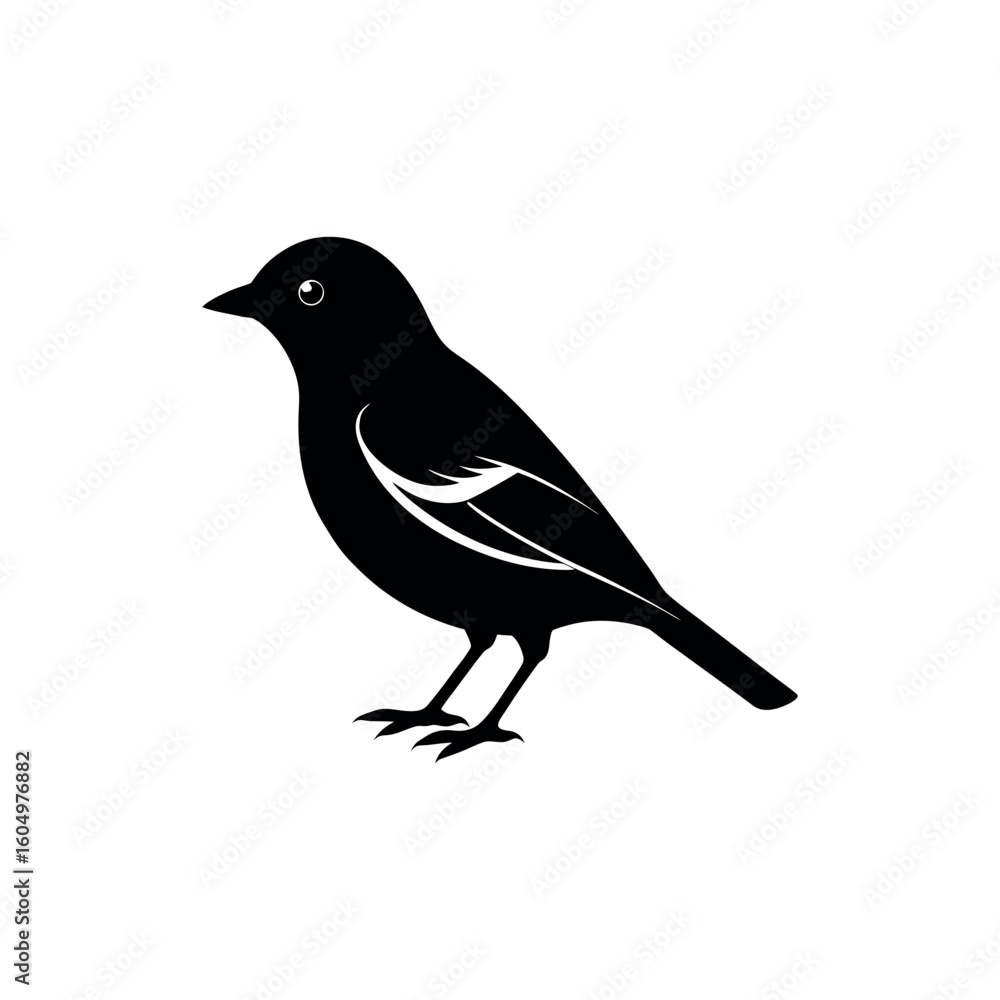 Fototapeta premium A flowerpecker Bird's silhouette art vector illustration.