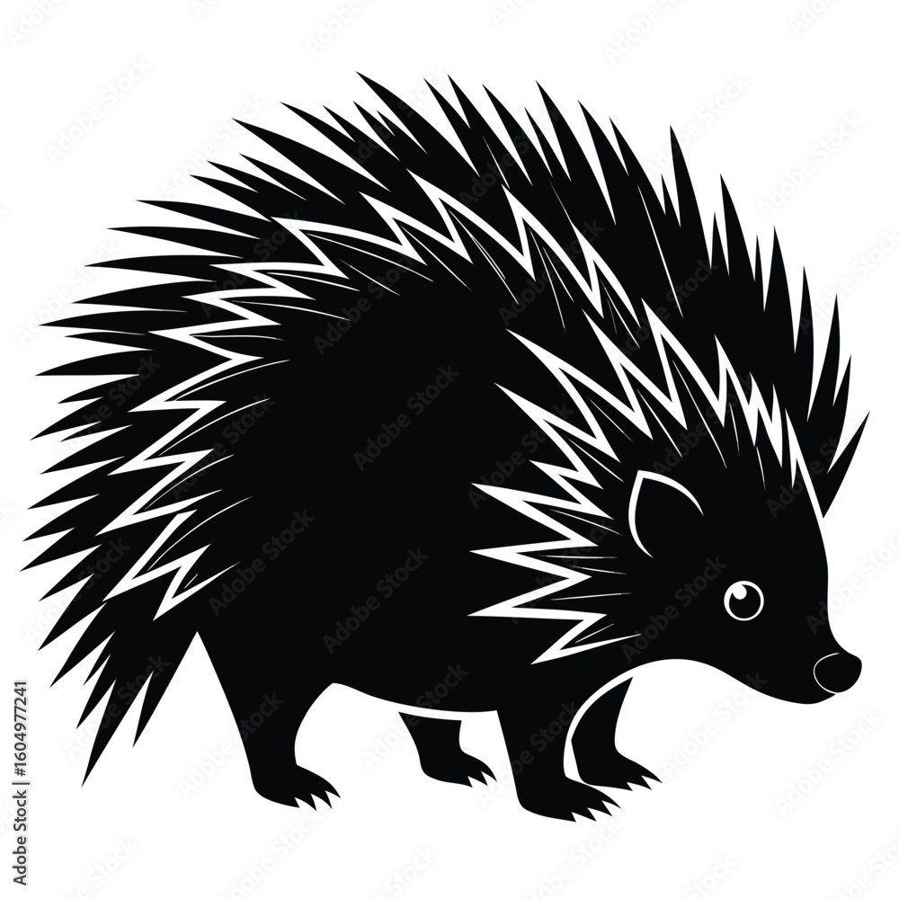 Obraz premium Cute wild mammal, a brown hedgehog vector illustration, isolated on a white background