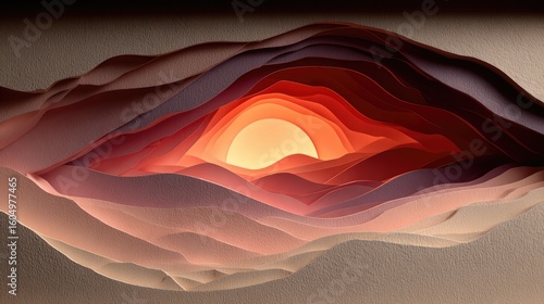 Layered paper art depicting a cave-like interior.