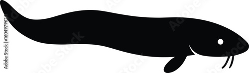 Silhouette catfish fish black simple shape vector illustration