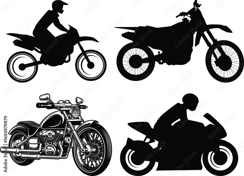 Obraz premium Motorcycle Eps, Vector Images Black and White