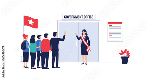 Citizens Seek Assistance At Government Office During Political Transition