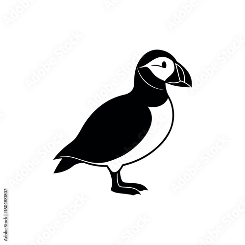 A puffin Bird's silhouette art vector illustration.