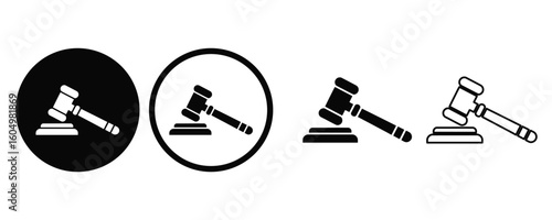 gavel, judge icon set vector on white background.