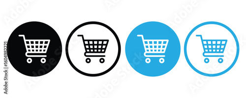 shopping cart icon set vector on white background.
