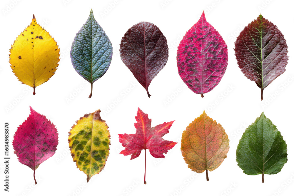 Obraz premium Vibrant autumn leaves display natural setting close-up view nature. Isolated on transparent background, png.
