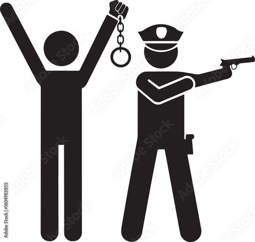 A police arrests a criminal icon and vector