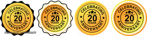 20 Years Anniversary Badge Set for Loyalty and Business Recognition