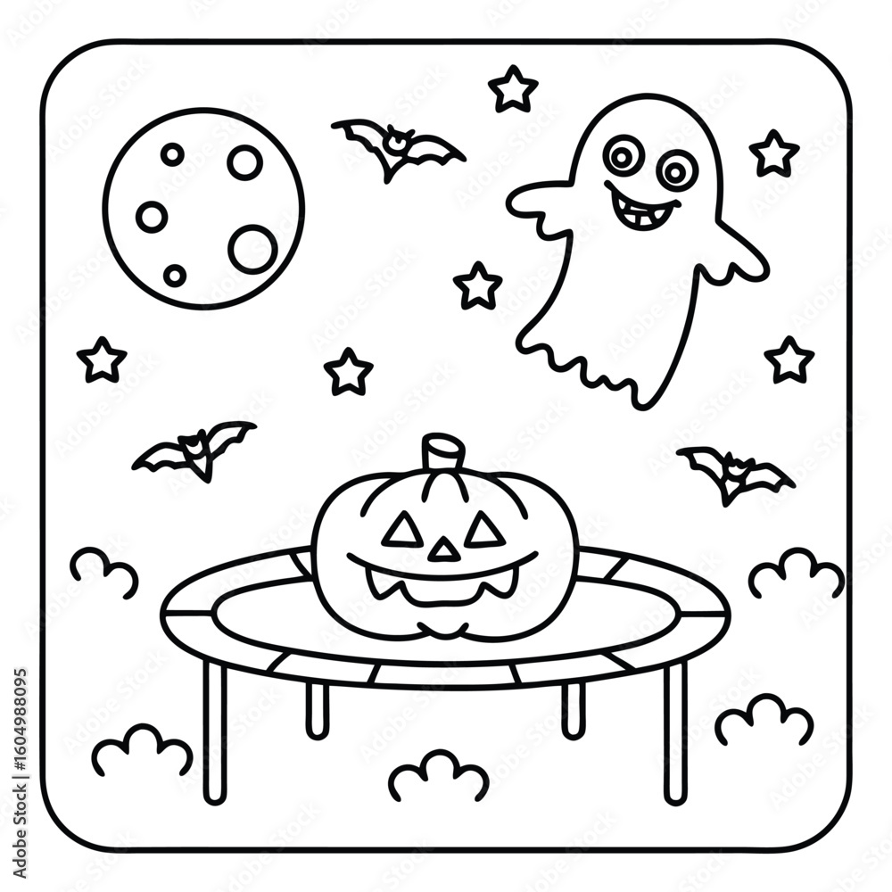 Fototapeta Spooky Buddies – Cute Halloween Coloring Pages with Bold Line Art | Halloween Coloring Page | Print