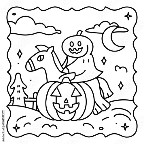 Spooky Buddies – Cute Halloween Coloring Pages with Bold Line Art | Halloween Coloring Page | Print
