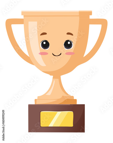 Cute Smiling Trophy Cup Character Design