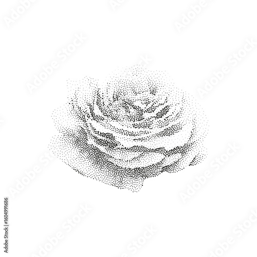 Grunge vintage flowers in halftones. Aesthetic graphic tattoo. Gothic punk poster.Trendy elements with retro photocopy effect.