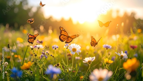 Wallpaper Mural Butterflies flutter in wildflower meadow Torontodigital.ca