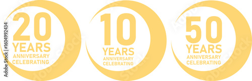 Anniversary Year Badges Set for 10, 20, and 50 Year Celebrations