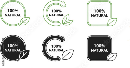 Eco friendly 100% natural label set vector on white background