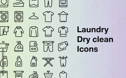 Laundry and dry cleaning icons washing machine clothes