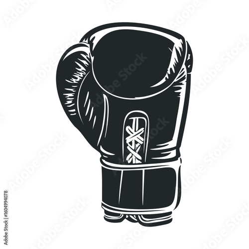 Illustration of a boxing glove with detailed stitching