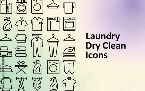 Laundry dry clean icons washing machine dryer