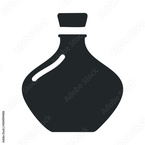 Simple black icon of traditional ceramic pot with lid