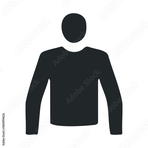 Simple black silhouette of faceless person with long sleeves