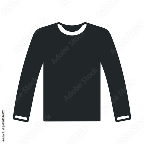 Black long-sleeve sweater with crew neckline on white background
