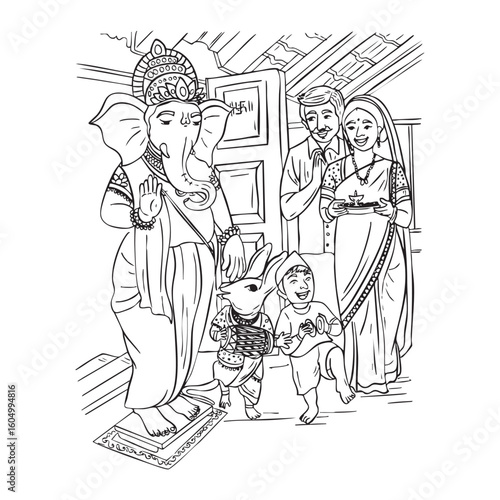 Ganesh Chaturthi, Happy Ganesh Chaturthi, Lord Ganpati on Ganesh Chaturthi background. abstract vector illustration design background