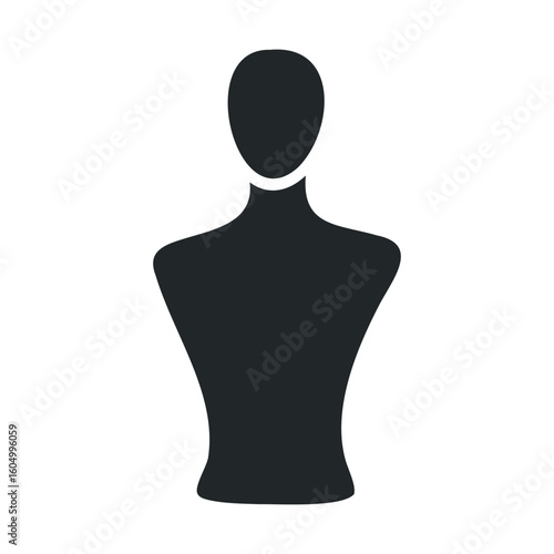 Silhouette of a mannequin bust on white background