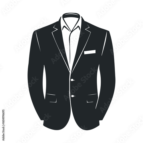 Elegant black suit jacket icon with buttons and lapel