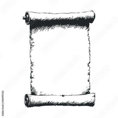 Vintage blank scroll with rolled edges and textured paper