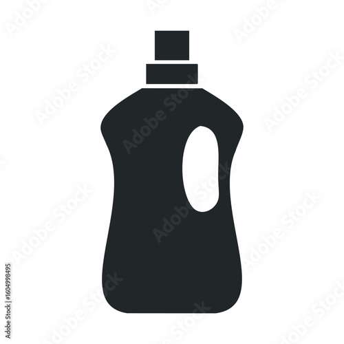 Black detergent bottle icon on white background