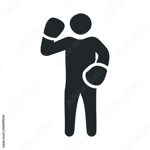 Boxing icon silhouette: gloved fighter in action pose