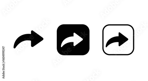 Forward Share and Reply Icons in Black and White Vector Format