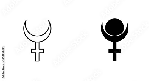 Lilith symbol in black and white representing a dark moon goddess
