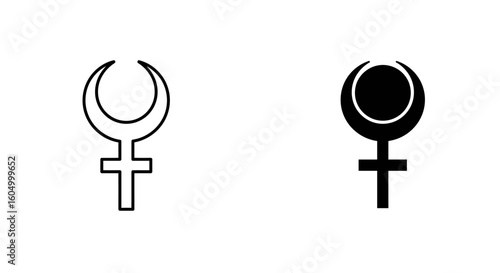 Lilith symbol in black and white representing dark moon or feminine power
