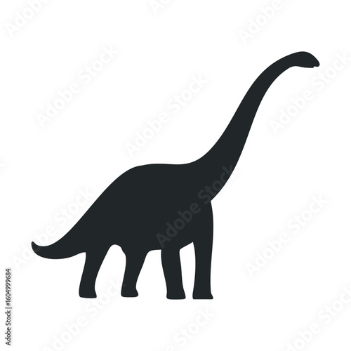 Silhouette of a brachiosaurus dinosaur on white background