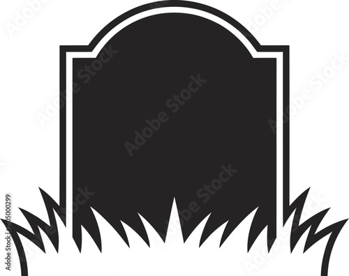 Gravestone Silhouette with Grass