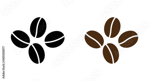 Coffee Beans Icon Set Black and Brown